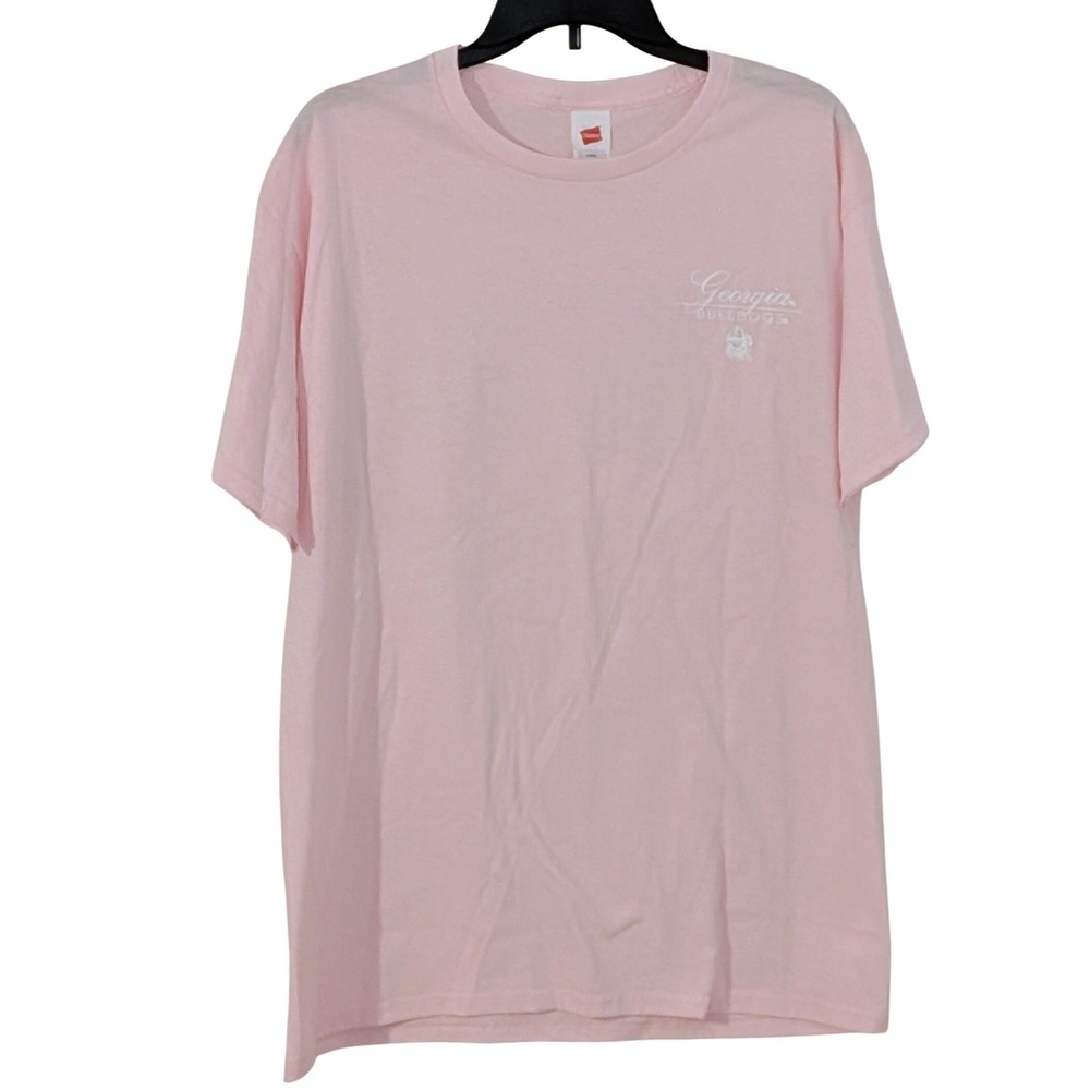 Hanes Georgia Bulldogs Pink Graphic T-Shirt Large UGA Short Sleeve Cotton NWOT